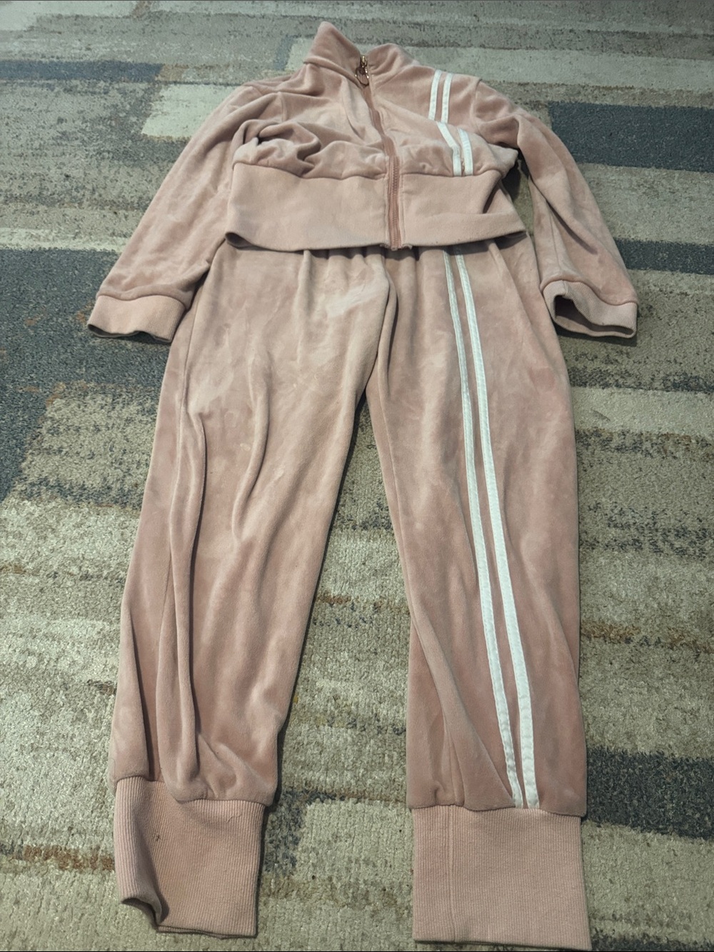 Velour Track Pants & Jacket Set - Dusty Rose